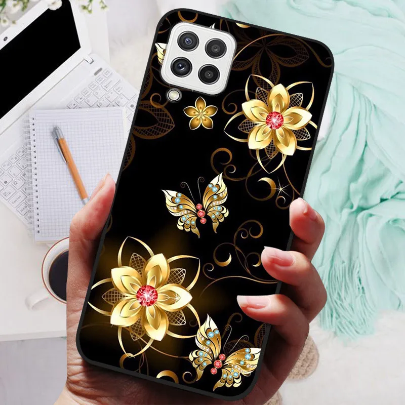 Black Silicone Soft Case with Lion and Wolf Design - Protective Shell for Samsung Galaxy A22/A22s 5G
