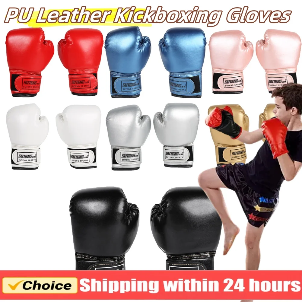 Kids Boxing Gloves PU Leather Kickboxing Mitts for Boys Girls