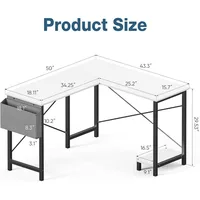 50 Inch L Shaped Gaming Desk with CPU Stand & Side Bag, Reversible Corner Computer Table for Home Office & Small Spaces 2