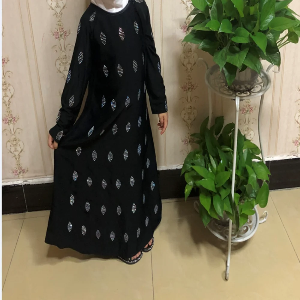 

Muslim Islam Clothing Girls Eid Dress Ramadan Hijab Abaya Beading Kaftan Caftan Marocain Robe Femme Musulmane Dresses with Scarf