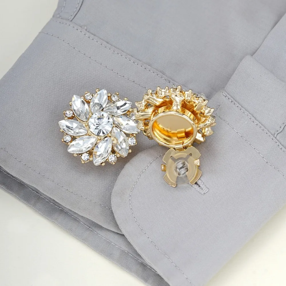 2PCS 럭셔리 꽃무늬 금속 버클 고급 셔츠 가디건 드레스 장 버튼 세트 커프링크스 우아한 스타일