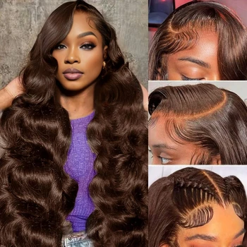 Body Wave Chocolate Brown Lace Front Wigs Human Hair 13x4 13x6 HD Lace Frontal Wig For Women Peruvian Lace Wigs Natural Hairline 1