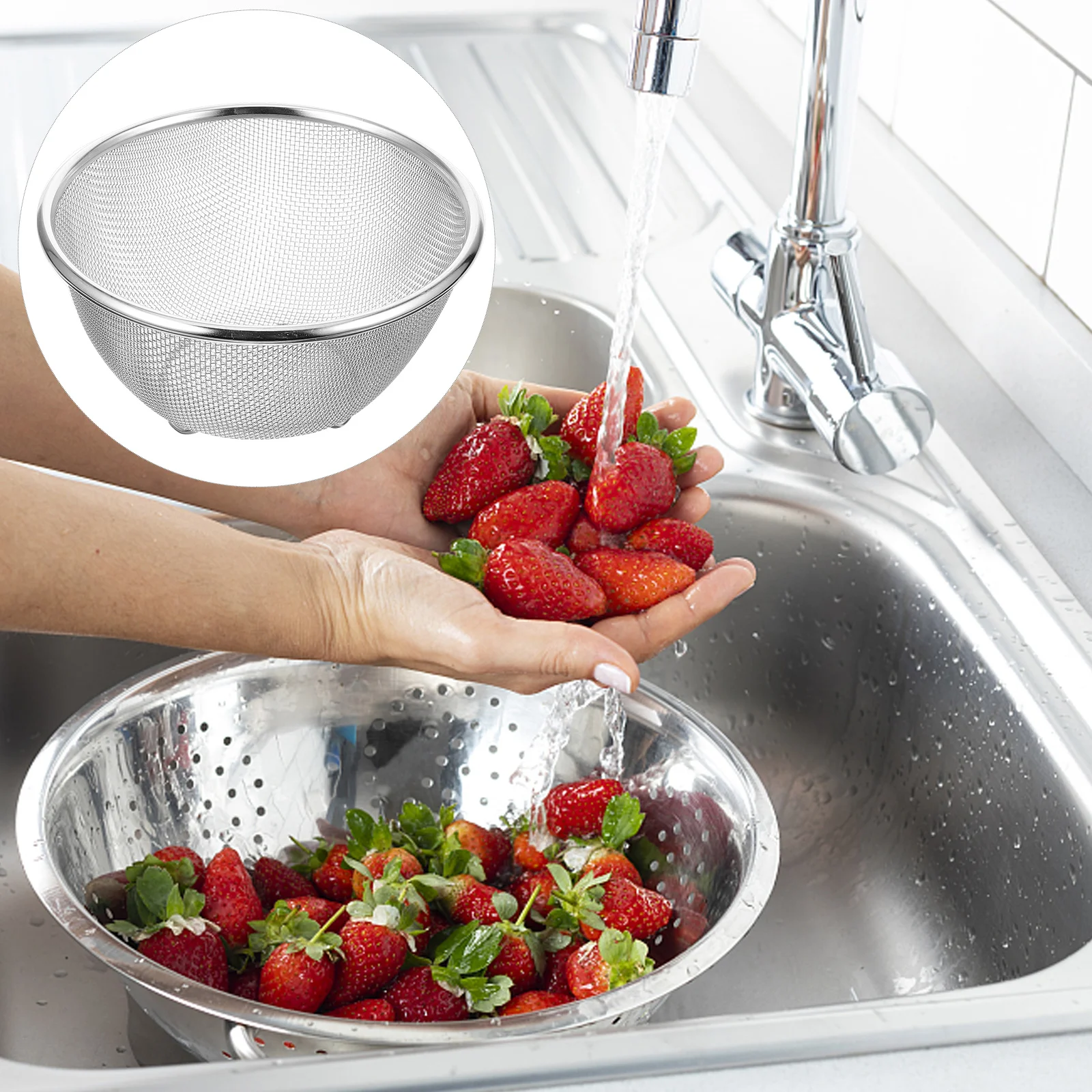 

Stainless Steel Drain Basket Fruits Vegetable Washing Basket Fine Mesh Filter Basket Home Organizer Drain Strainer Kitchen Tools