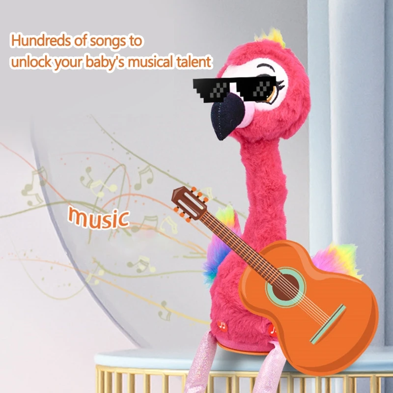 1 Pc Plush Flamingo Interactive Toy Figures Singing And Dancing Stuffed Animals Pets Alive Flamingo Pink Interactive Toy