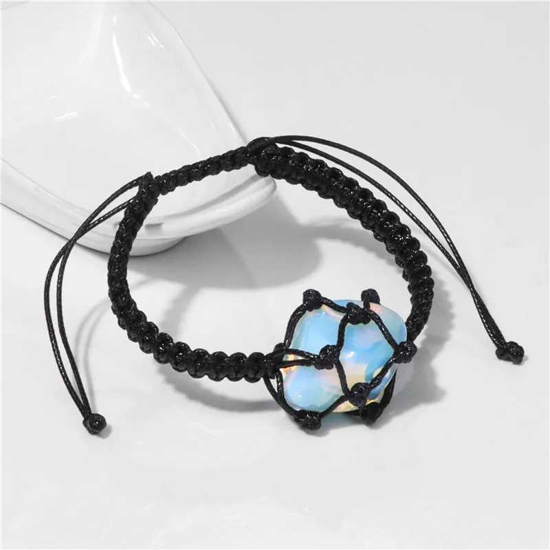 Unregelmäßigen Natürlichen Opal Raw Stein Quarz Healing Armband Handmade Geflochtene Armbänder Männer Frauen Einfache Reiki Einstellbare Schmuck – Detail 9