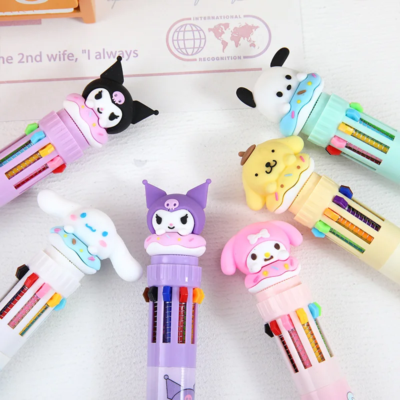 Penna a sfera Sanrio Cartoon 18/36pcs Kuromi Hello Kitty Cinnamoroll 10 colori 0.7 cancelleria per studenti scolastici Draw Wrirte Mark Pen