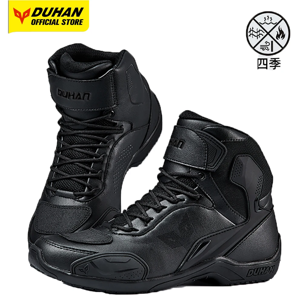 DUHAN New Motorcycle Boots Wear Resistant Motocross Racing Shoes Men's Four Seasons Motorbike Breathable Riding Equipment