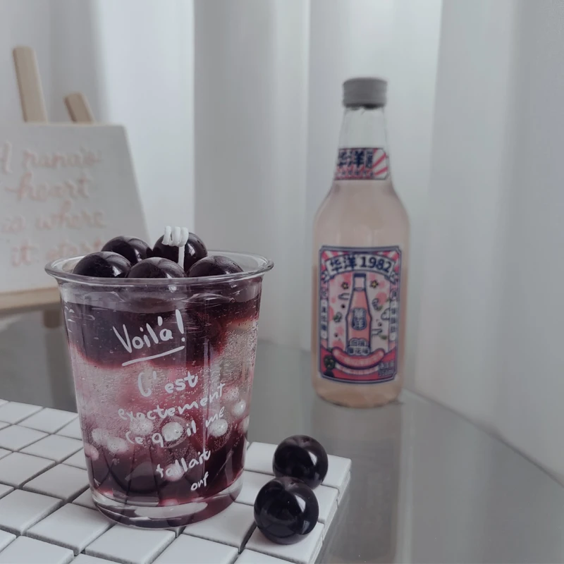 

Simulation Grape Sparkling Water Summer Drinks Aromatherapy Candles Gel Wax Shooting Props Bedroom Ornaments Birthday Gifts