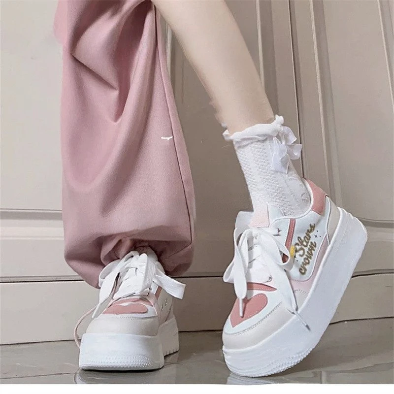 Pink Platform Sneakers Kawaii Women's Sports Shoes Casual Vintage Cute  Vulcanize Harajuku Tennis Female Lolita shoes sneakers