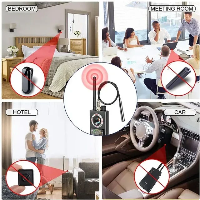 Professional Anti Spy Camera Detector K68 Bug Scanner Security Protection RF Signal Cam Hidden Gadgets Car GPS Tracker Finder 6
