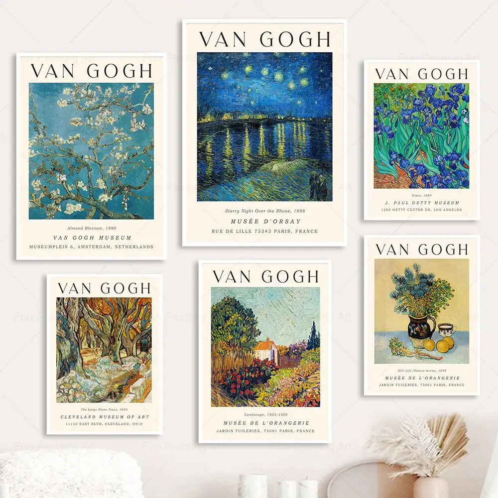 

Vincent Van Gogh Posters Impressionism Canvas Poster Almond blossom Oil Painting Wall Art Pictures For Living Room Home Decor