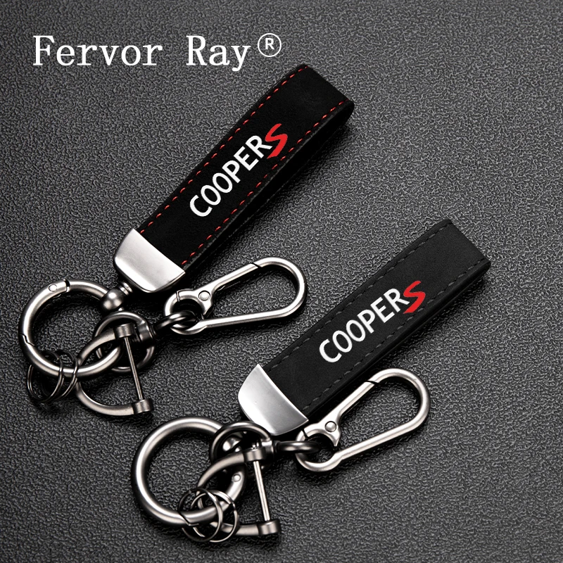 

Leather Car keychain Horseshoe Buckle Jewelry for Mini Coopers One S JCW R55 R56 F55 R57 F56 F54 R50 With Logo Car Accessories