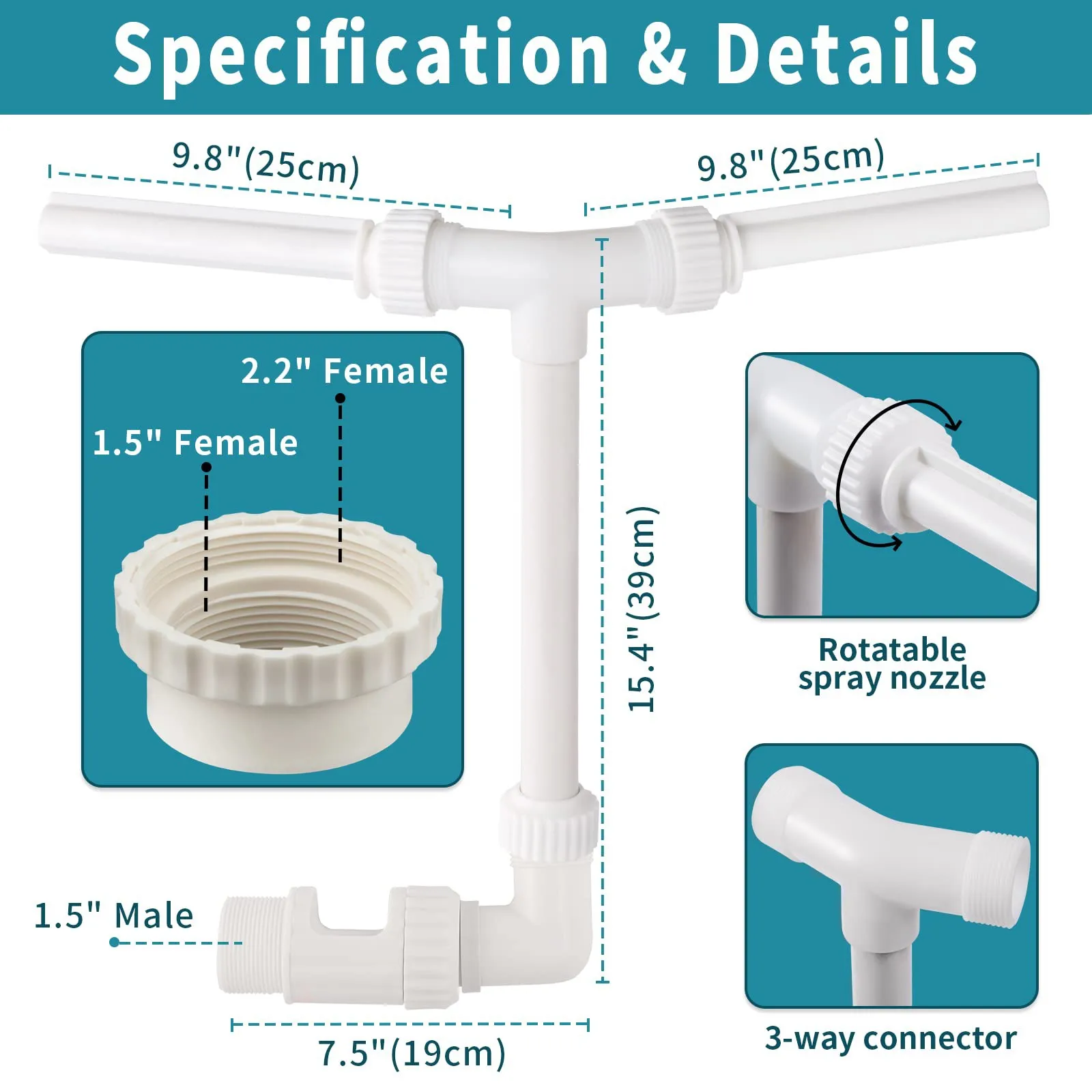 Dual Spray Water Fountain for Swimming Pool,Adjustable Waterfall Pool Sprinkler Creative Bracket,water fountain