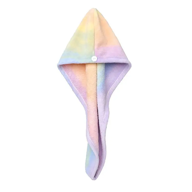 

Hair Drying Towel Absorbent Coral Microfiber Bath Shower Hat Rainbow Tie-Dye for Head Wrap Dropship