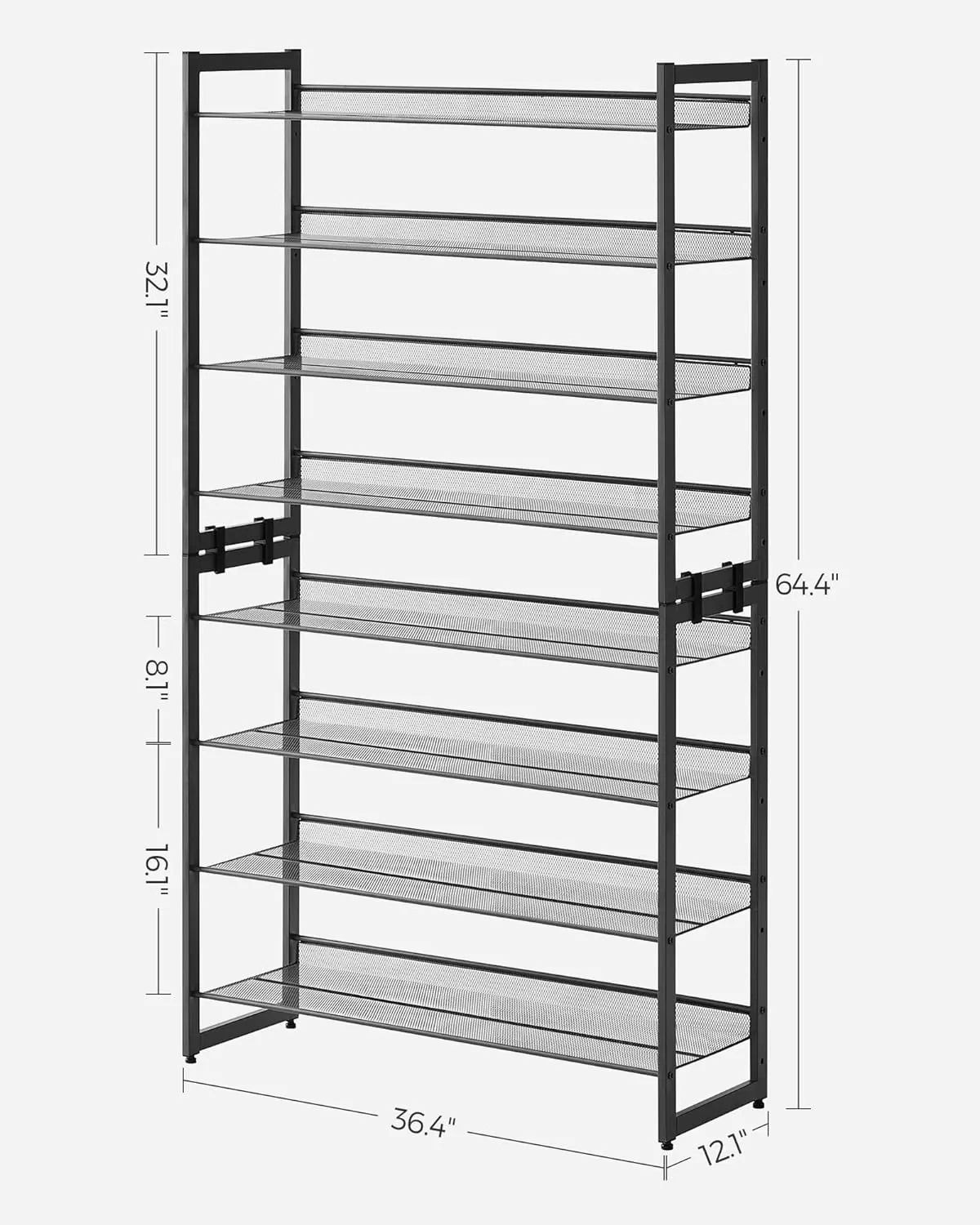 NEW Shoe Rack 8-Tier Organizer Metal Storage for Garage Entryway