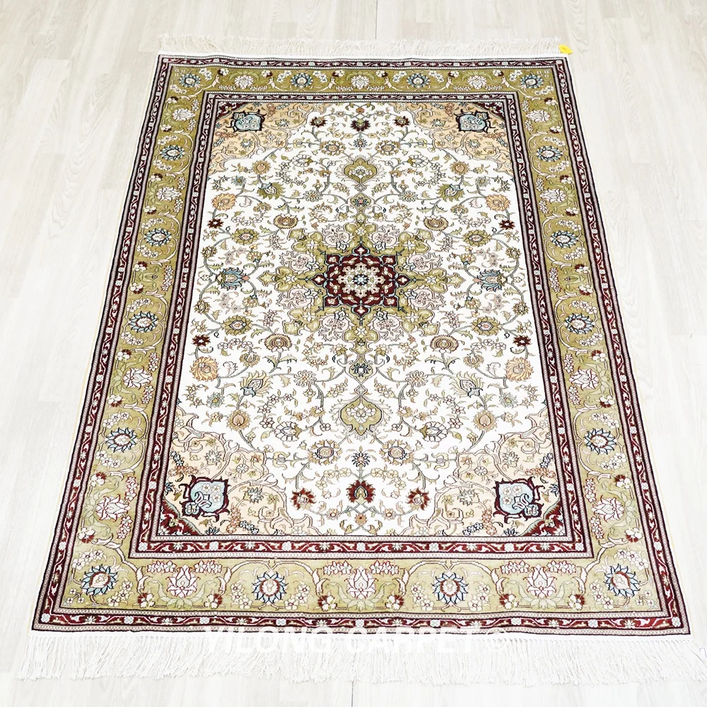 122x183cm Turkish Carpet For Sale Handmade Exquisite Hand Knotted Silk Rug (LH871B) - Image 2