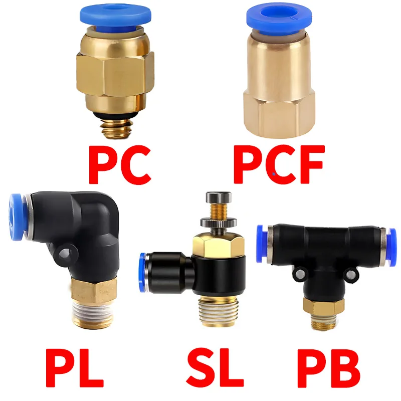 

20/50 Pcs Pneumatic Air Connector Fitting PC PCF PL SL PB 6 8 10 12mm Thread 1/8 1/4" 3/4" 1/2" Hose Fittings Pipe Quick Connect