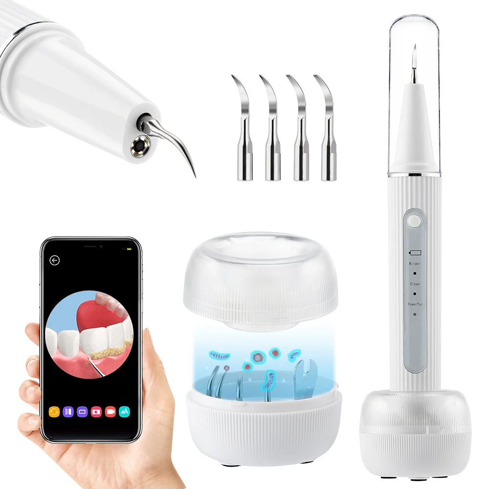 Description Picture 3 of itemVisual Ultrasonic Tooth Cleaner With Teeth Whitening Strips Electric Dental Scaler Calculus Plaque Remover Tartar Eliminator