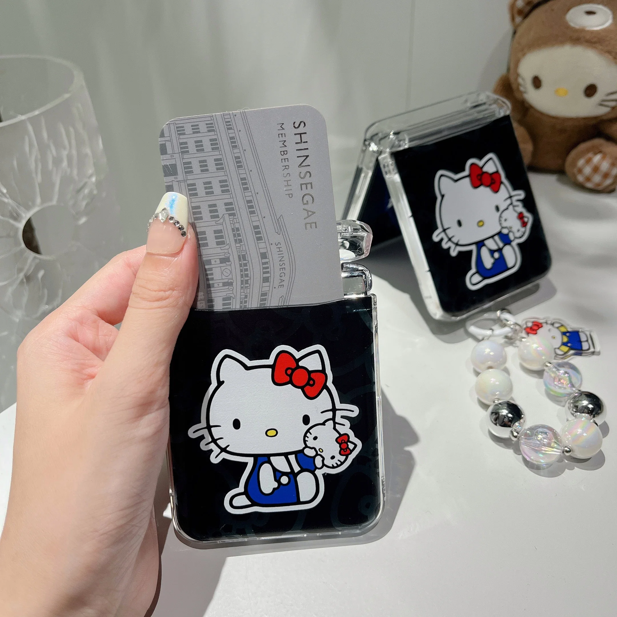

Luxury Magnetic Cute Transparent Cat Case with Pendant for Samsung Galaxy Z Flip 3 4 5G ZFlip5 ZFlip4 Flip3 Flip5 Flip4 Case