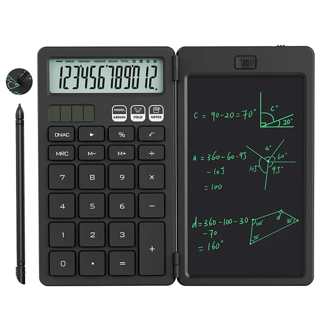 Calculatrice de base améliorée avec bloc-notes de 6,5 pouces, calculatrice standard de poche, fonction 12 chiffres, 2 en 1, portable pour l'école et le bureau 2 Calculatrice de base améliorée avec bloc-notes de 6,5 pouces, calculatrice standard de poche, fonction 12 chiffres, 2 en 1, portable pour l'école et le bureau 2