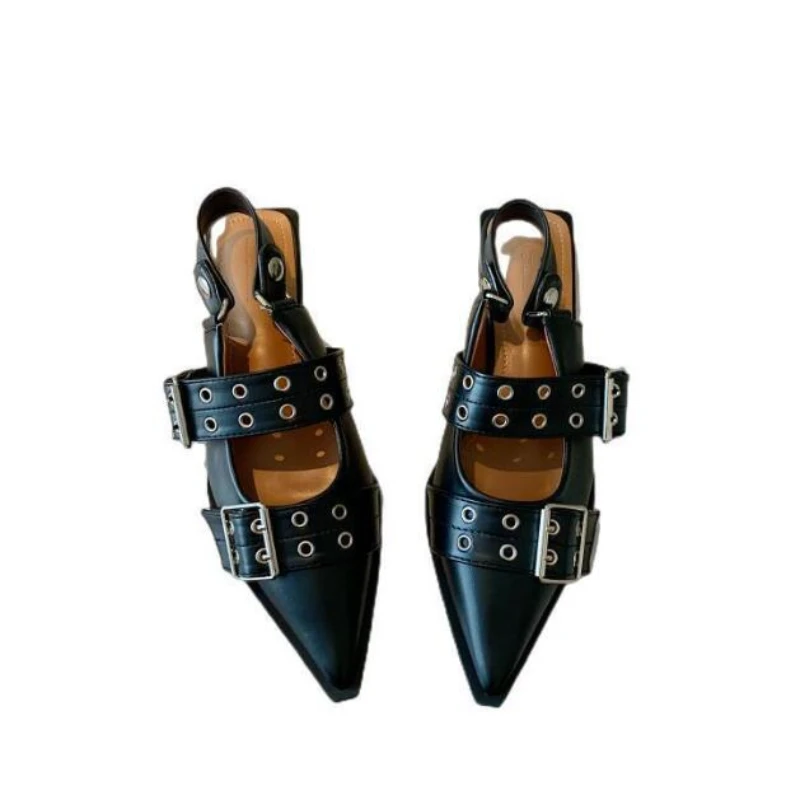 women flat shoes Women Flat With Shoes Designer Luxury Buckle Fashion Ladies Flats Shoes Slingback Pointed Toe Casual Female Sandals Mules