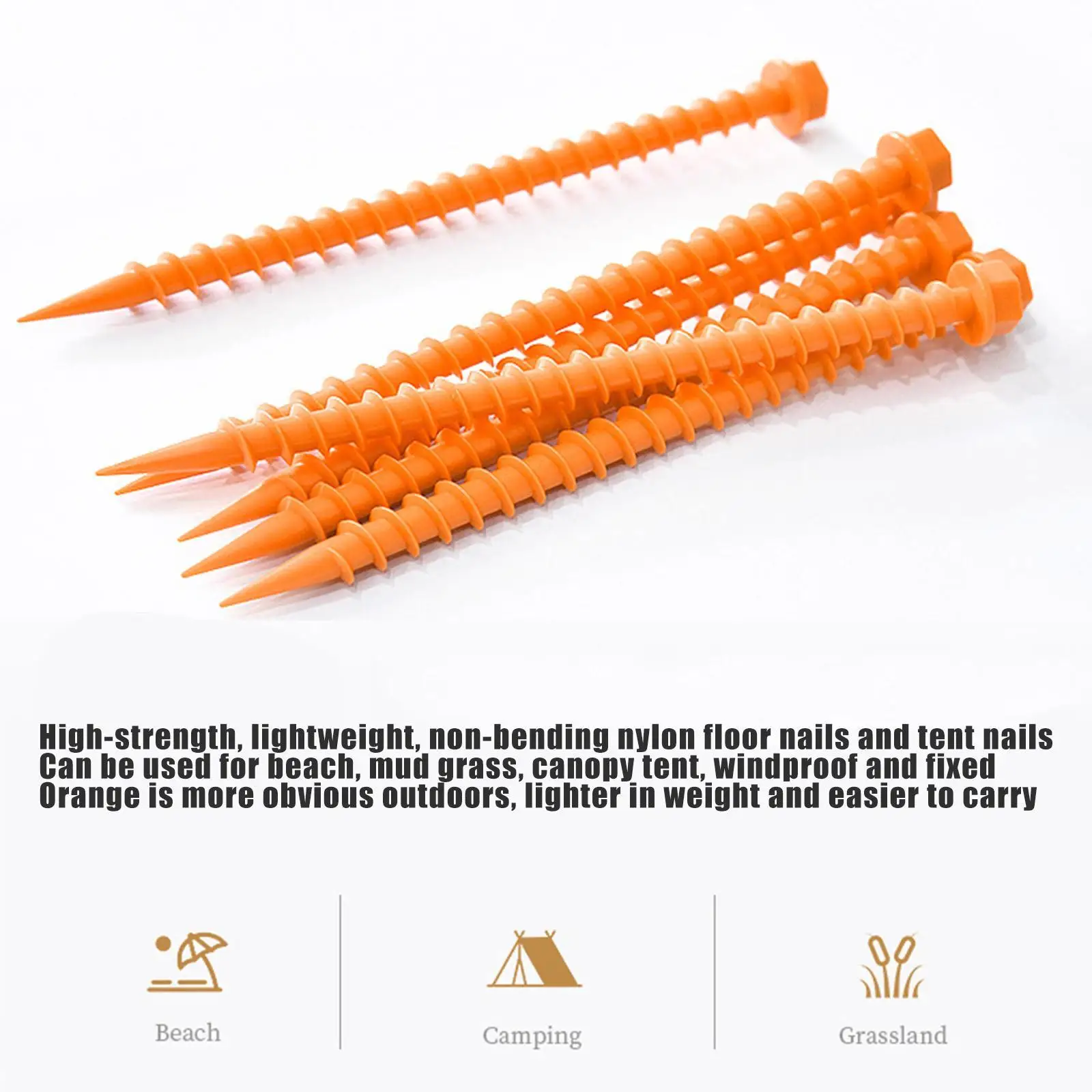 10pcs Plastic Tent Hook Stakes Camping Tents Accessories Ground Support Nails Peg Screw Shelter 