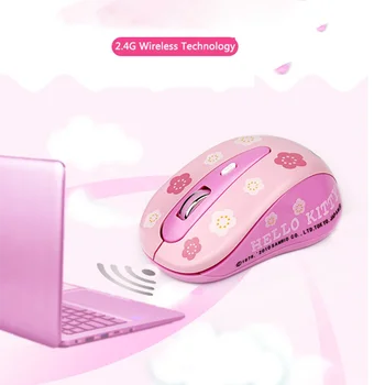 Ratón inalámbrico de 2,4G para niños y niñas, periférico pequeño con USB, diseño ergonómico y silencioso de dibujos animados, perfecto para regalo, color rosa 1