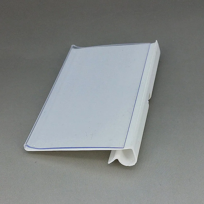 흰색 플라스틱 PVC 가격 태그 사인 라벨 디스플레이 행잉 홀더, 슈퍼마켓 보관 선반 랙 후크, 100 개