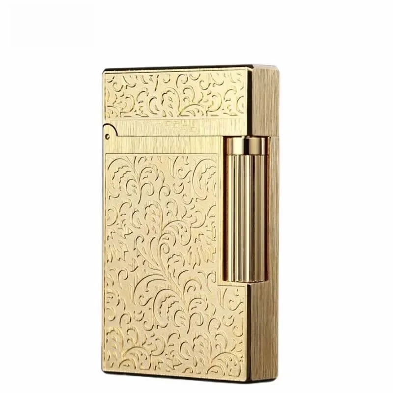 S.T. Collezione Di Accendini Con Motivo A Erba In Ottone Dorato Dupont