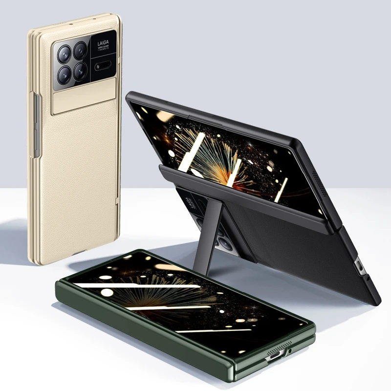 Luxury Leather Case For Xiaomi Mix Fold 3 Flip Full Protection Back Cover For MI X Fold3 Magnetic Bracket HD Glass Case Funda