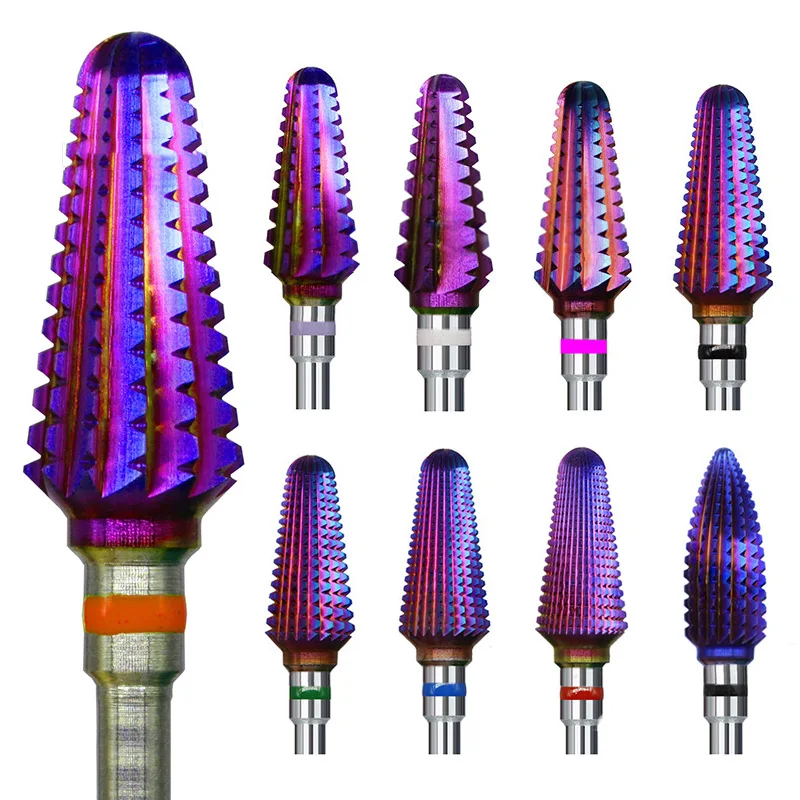 Tornado Carburo Di Tungsteno Rivestimento Viola Tagliaunghie Accessori Per Manicure Strumenti Punte Per Trapano Set Fresa Per Pedicure