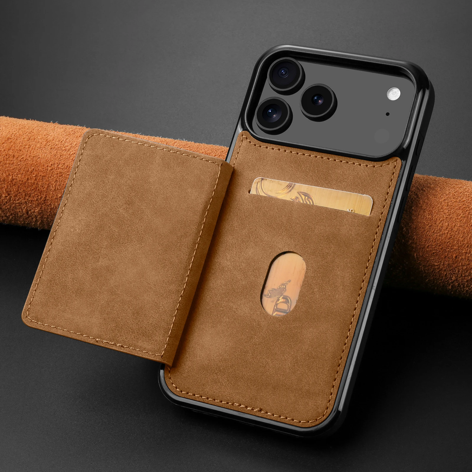 Luxury Retro Leather Business Card Holder Phone Case Cover