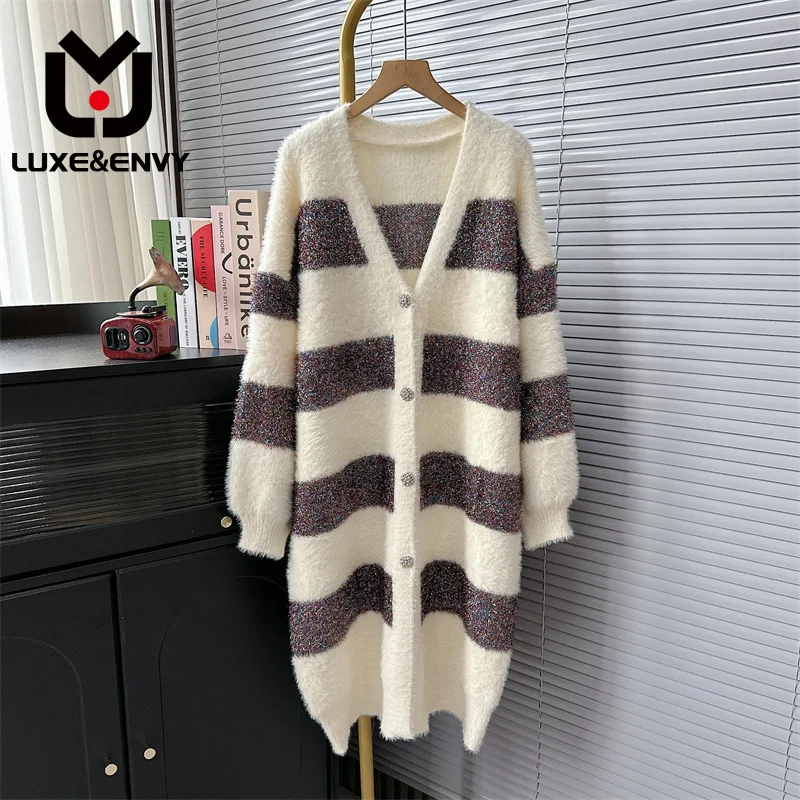 

LUXE&ENVY New Loose And Lazy Style Soft Glutinous Cardigan Sweater For Women Wear Small Knitted Top 2023 Autumn