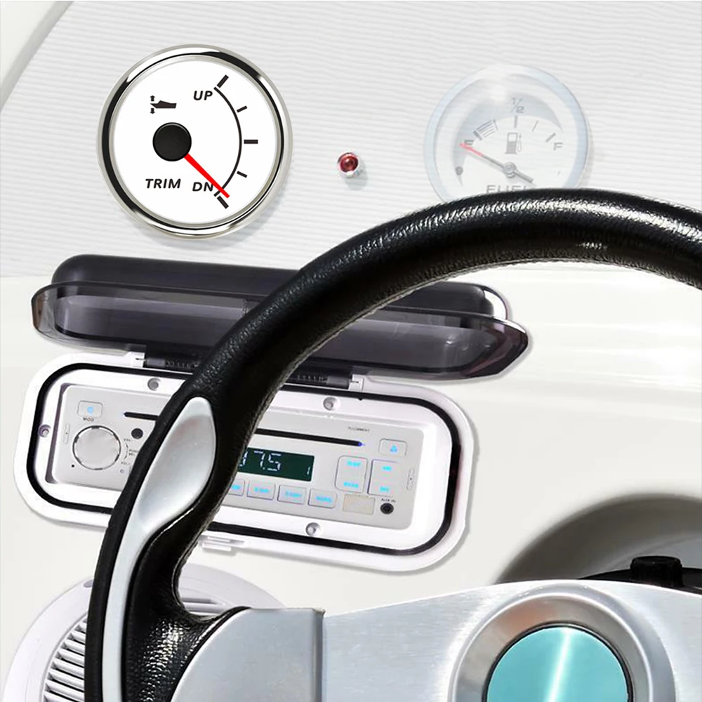 0-190ohm 52mm UP-DN Trim Level Gauge Waterproof Boat Trim Gauge 9-32V Left Right Trim Meter with Red Backlight for Marine Boat