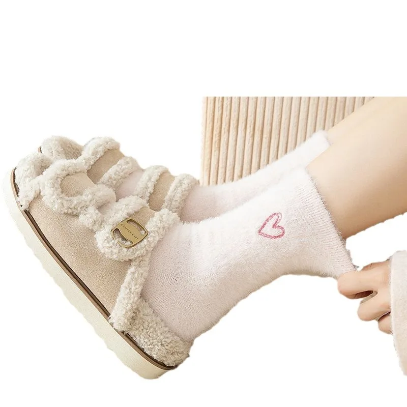Cozy Velvet Fleece-Lined House Socks - 5 Pairs