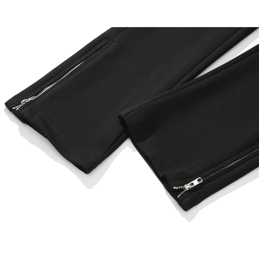 Men High Street Fashion Loose Casual Zipper Hem Sport Pants Sweatpants Joggers Women Hip Hop Long Trousers