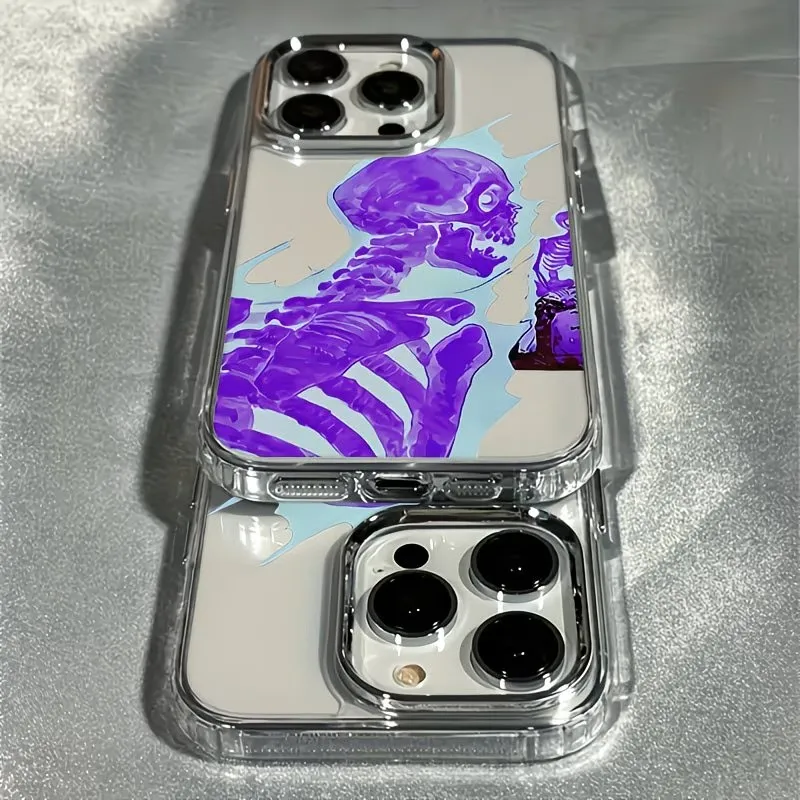 Shockproof Purple Skull Clear Soft Phone Case Cover