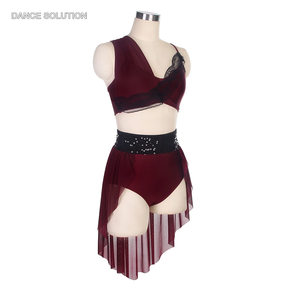 Details about   Burgundy Camisole Tunic W/ A Slit In Front & Matching Pants Dance Costume 