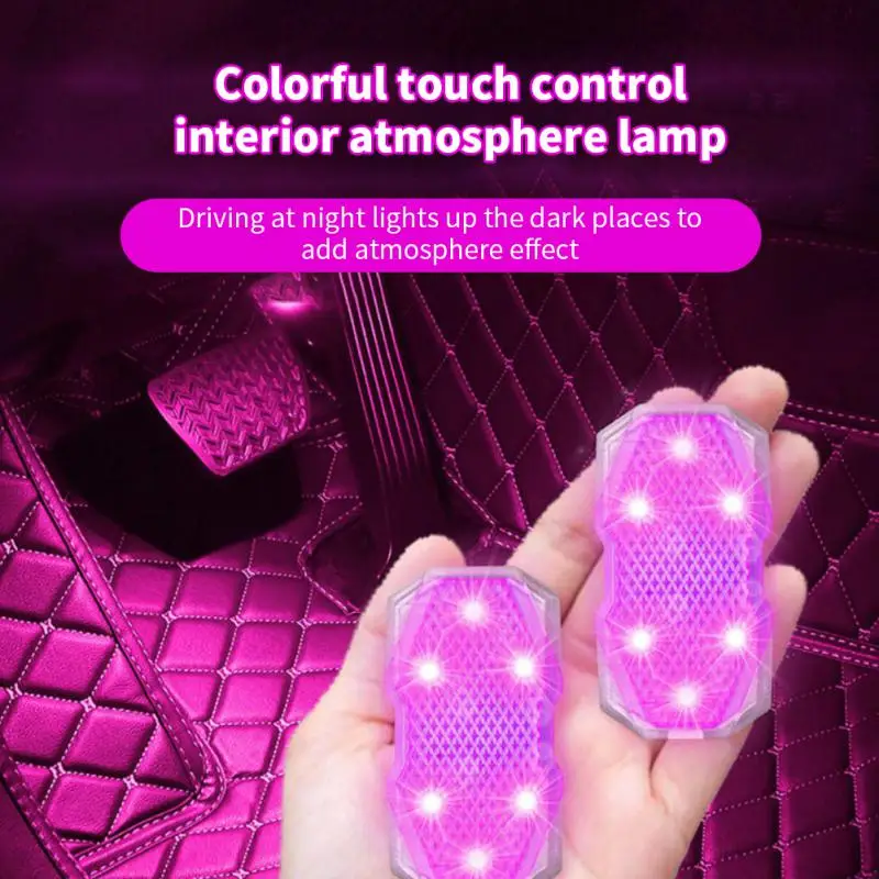 차량용 무선 마그네틱 터치 센서 LED 인테리어 조명, 자석 독서 램프, 미니 USB 충전, 자동차 발 주변 조명, 7 가지 색상, 1  10 개