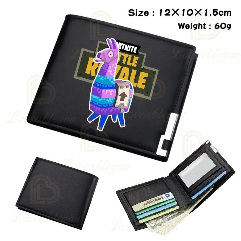 Fortnite Carteira Masculina Battle Royale Student Boys Girls PU Double Fold Leather Wallet Short Cartoon Card Bag Coin Purse