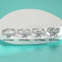 GRA 2-5ct Moissanite Wedding Ring D Color Luxury Three Row Square Diamond Ring Real 925 Sterling Silver Fine Jewelry for Women 2