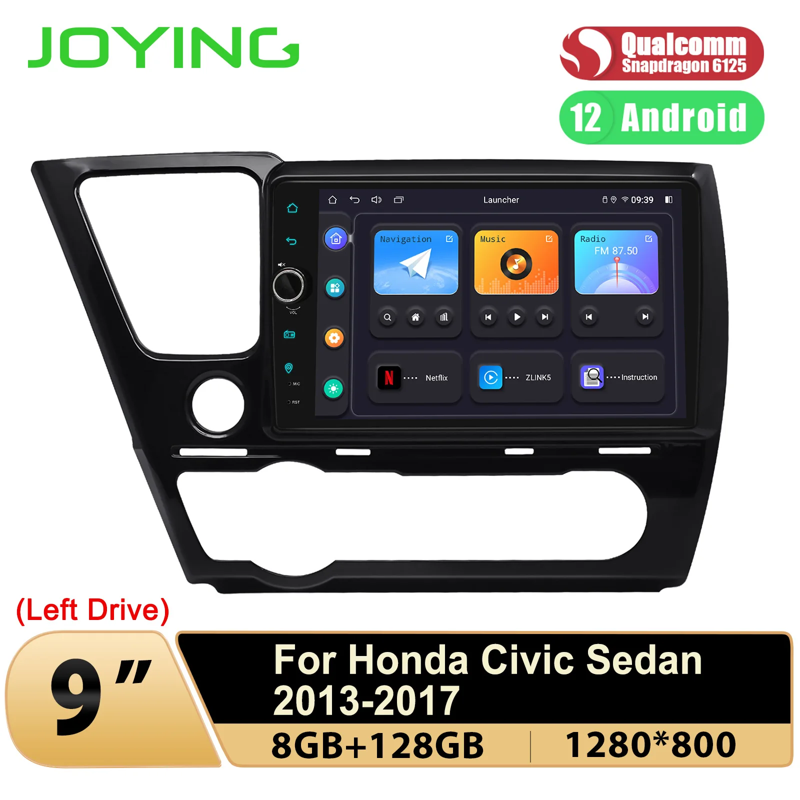 

JOYING 9''Autoradio Head Unit With Android Car Radio Stereo Multimedia Player For Honda Civic Sedan 2013 2014 2015 2016 2017