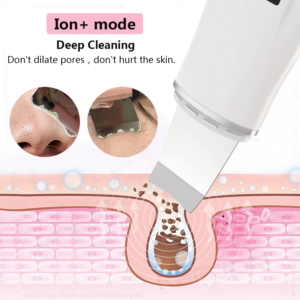 Ultrasonic Peeling Remover Blackhead Facial Skin Scrubber Facial Shovel Deep Cleaning Face Lifting Removal Pore Acne EMS Lift 4
