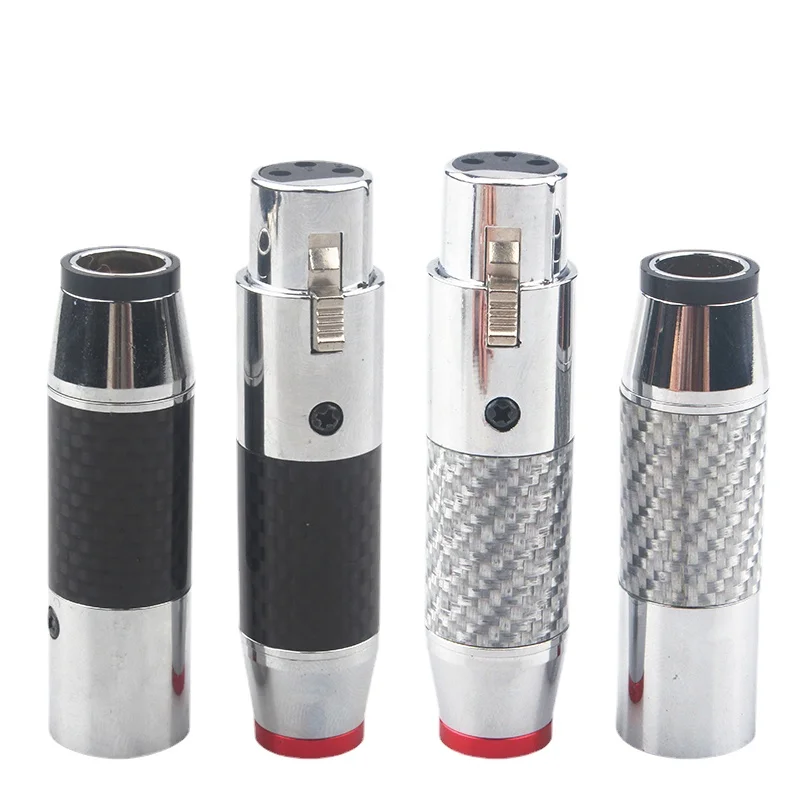 

A Set 4pcs White or Black Carbon Fiber DIY XLR Plug Cannon Balanced Line Male and Female