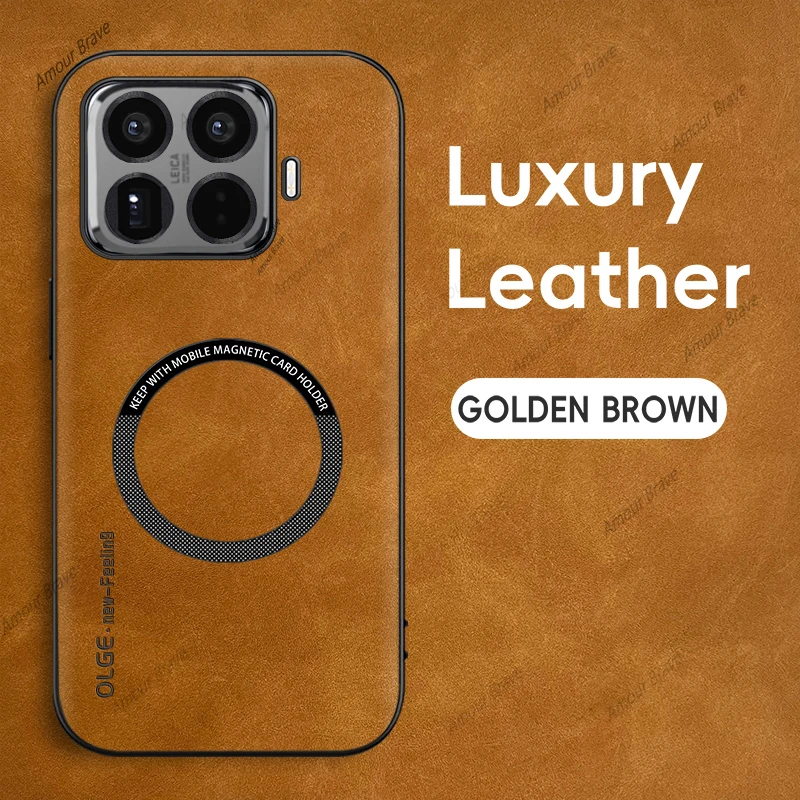 Luxury Leather Magnetic Shockproof Phone Case with Car Holder