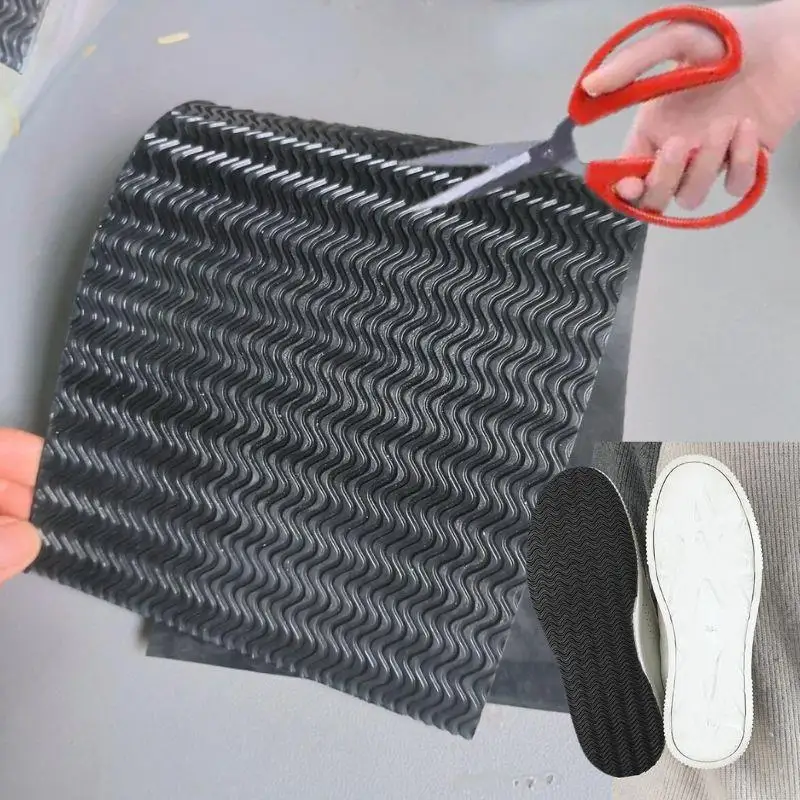 รูปสินค้า แผ่นยางรองพื้นรองเท้า DIY กันลื่น แผ่นซ่อมพื้นรองเท้า แผ่นกันสึกสำหรับรองเท้าส้นสูง สติ๊กเกอร์กันสึกสำหรับผู้ชายและผู้หญิง แผ่นรองรองเท้าแบบเปลี่ยนได้