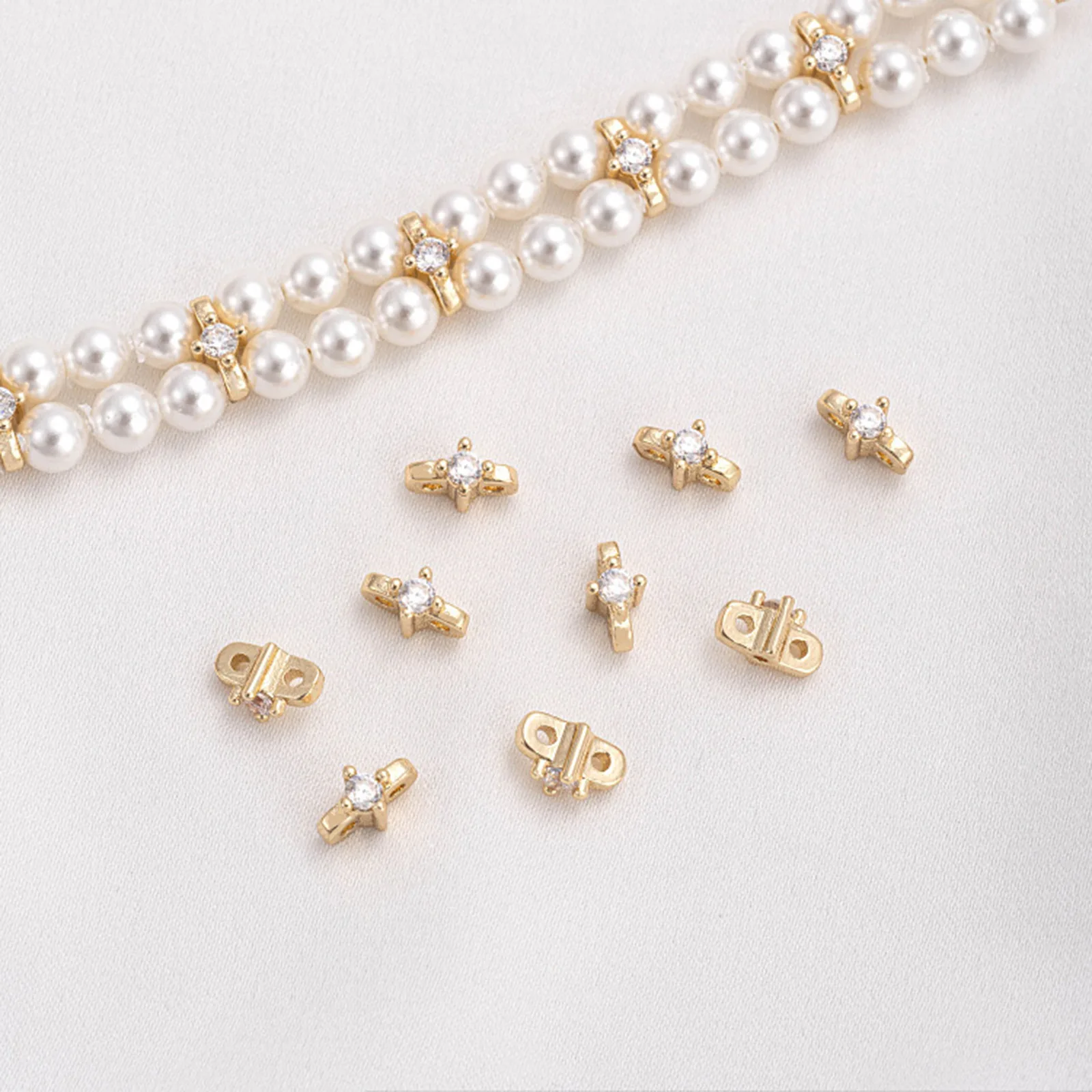 5/10 PCs Messing Spacer Perlen für DIY Armband Schmuck machen Erkenntnisse 14K echt vergoldet klare Zirkonia Perlen Zubehör – Detail 2