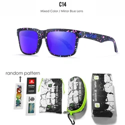 KDEAM Men's All - Black Polarized Sunglasses with UV400 Protection and Complete Package (C14 mirrored blue)