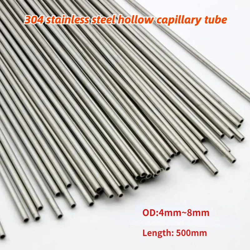 

1Pcs Length 500mm 304 Seamless Stainless Steel Capillary Tube OD 4mm-8mm Pipe Wall Thickness 0.5/1/1.5/2mm