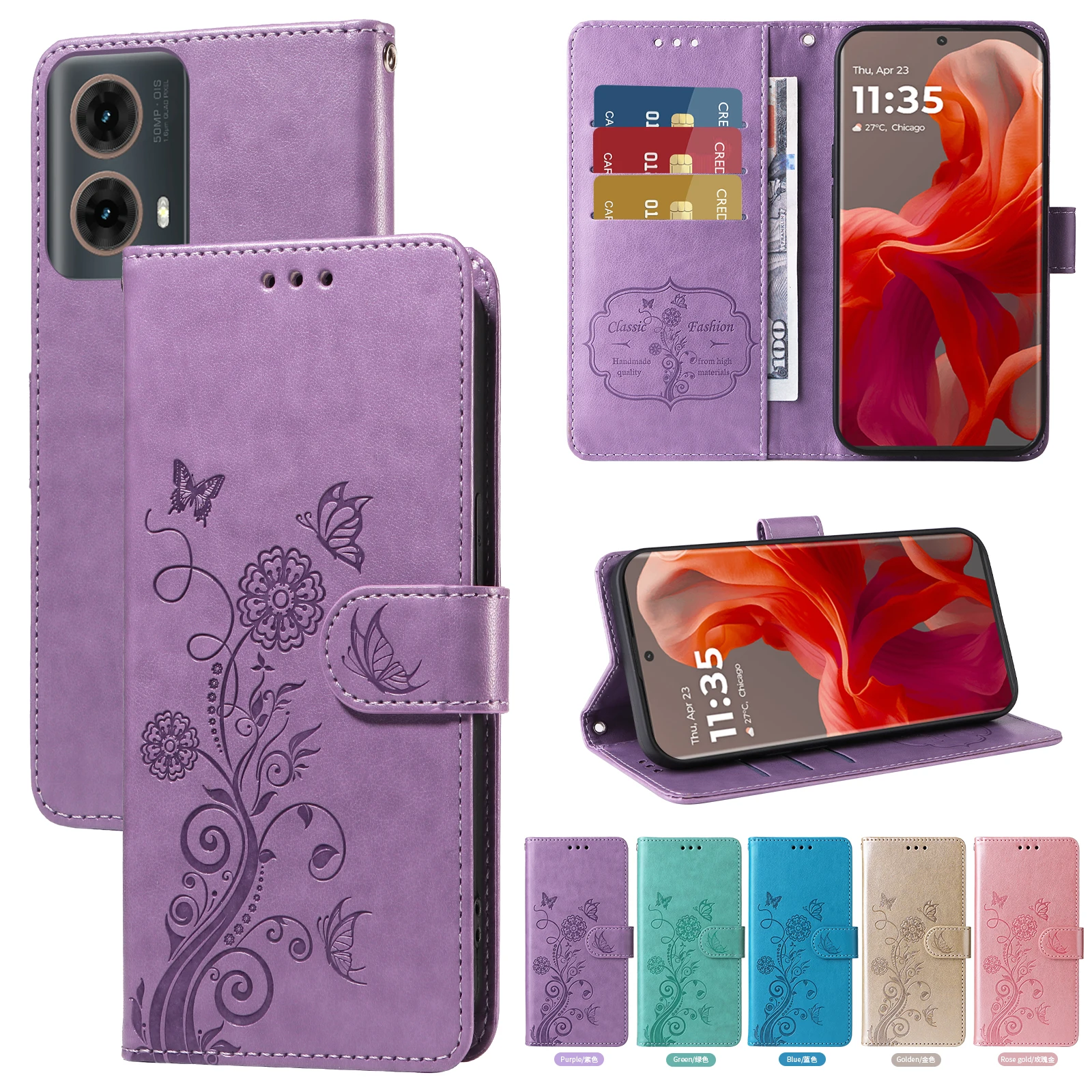 Magnetic Floral Leather Wallet Phone Case Cover